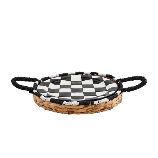 Checkered Woven Platter Set