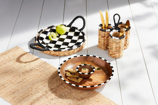 Checkered Woven Platter Set