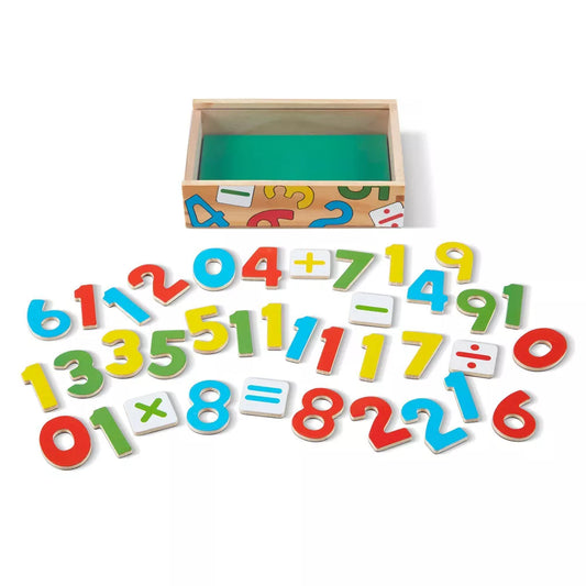 37 Wooden Number Magnets in a Box