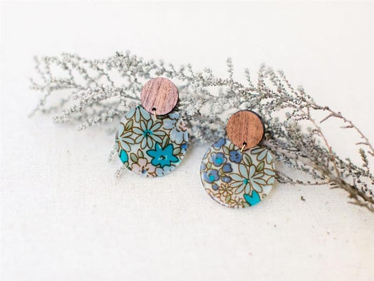 Vintage Blue Floral Earrings