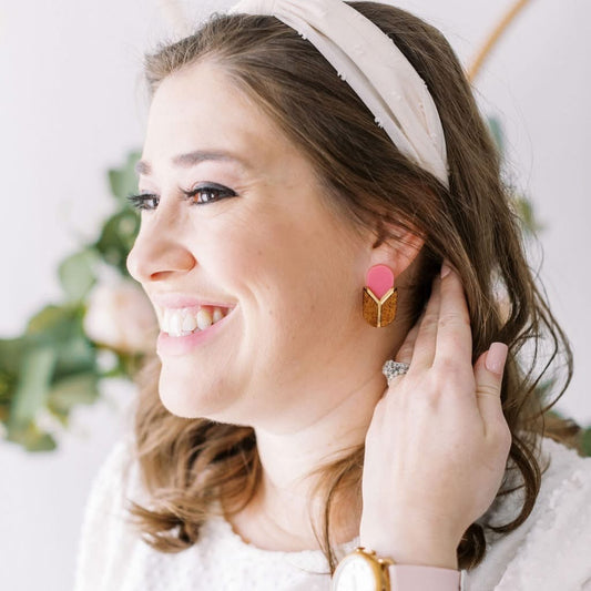 Pink Tulip Stud Earrings