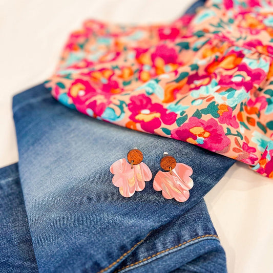 Mauve Marble Swirl Earrings