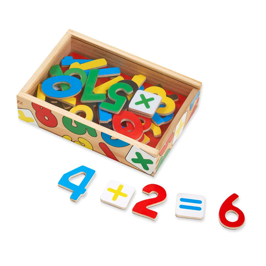 37 Wooden Number Magnets in a Box