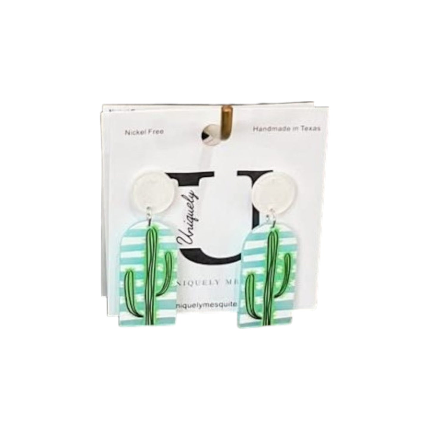 Green & White Cactus Earrings