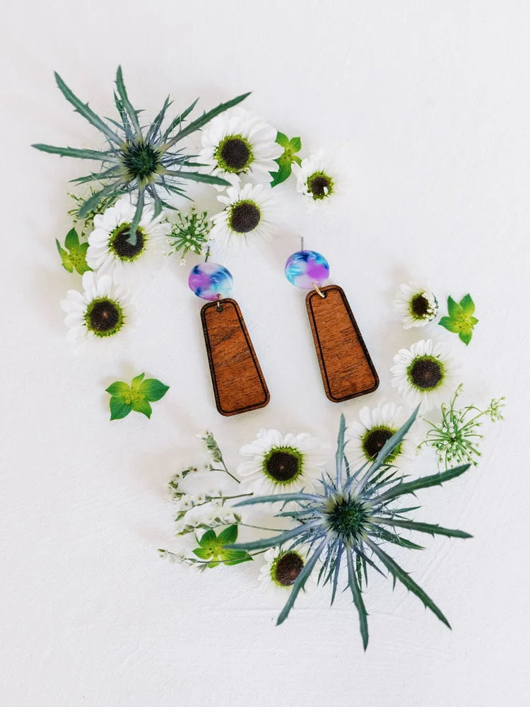 Purple Tie Dye Earrings