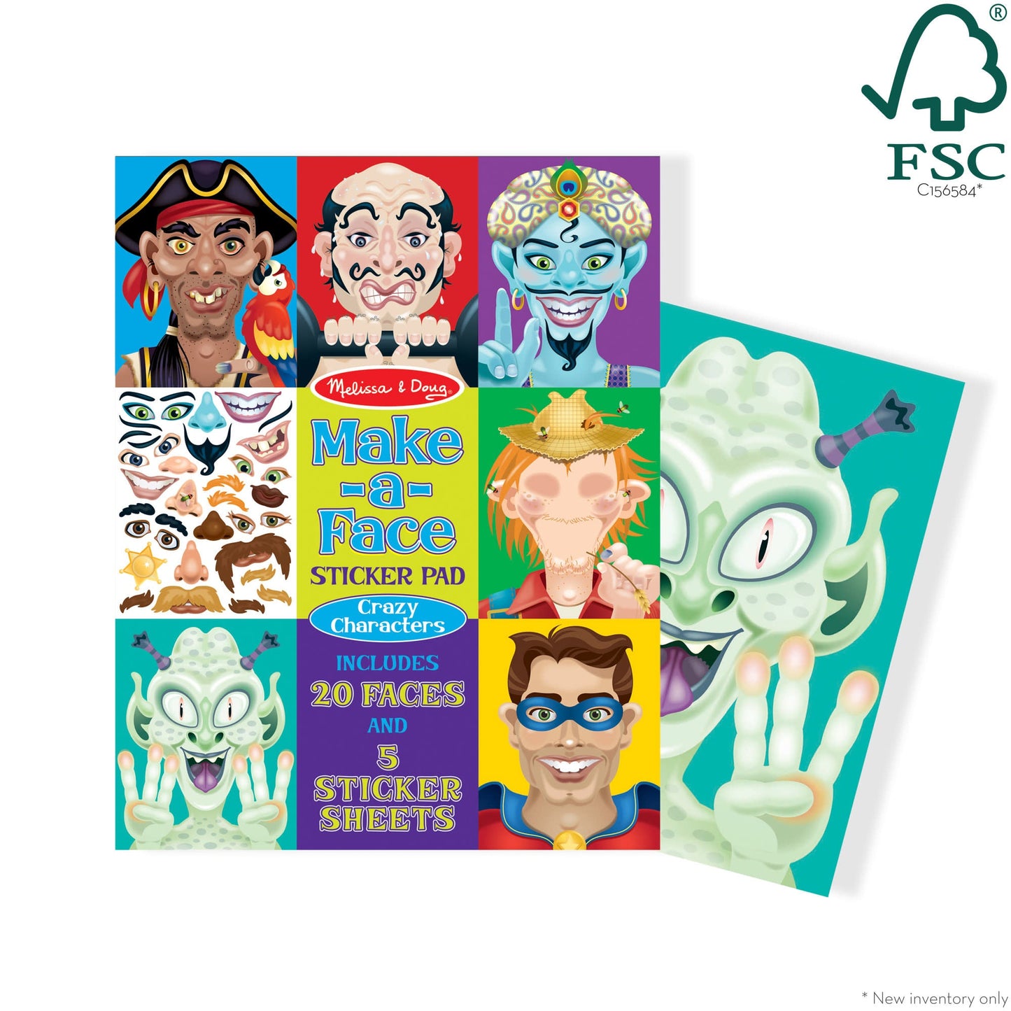 Make-a-Face Sticker Pad - Crazy Characters