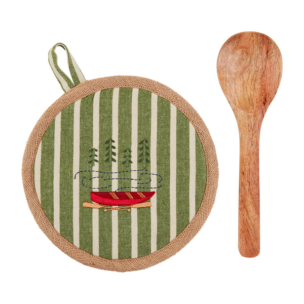 Embroidered Canoe Pot Holder