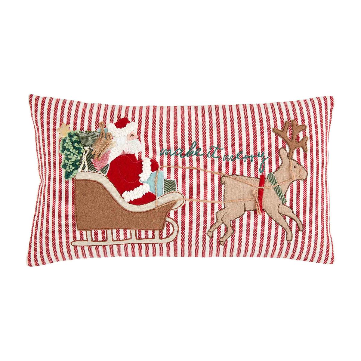 Embroidered Sleigh Pillow