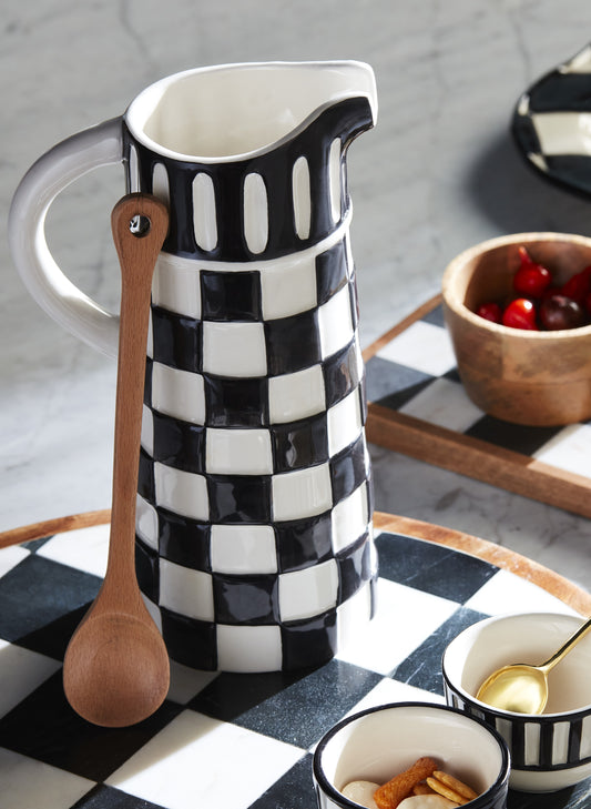 Black & White Check Pitcher Set