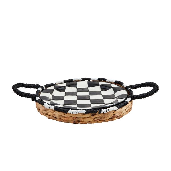 Checkered Woven Platter Set