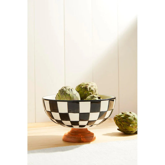 Black & White Check Pedestal Bowl
