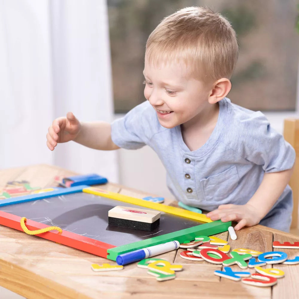 Magnetic Chalkboard & Dry-Erase Board With 36 Magnets, Chalk, Eraser, and Dry-Erase Pen