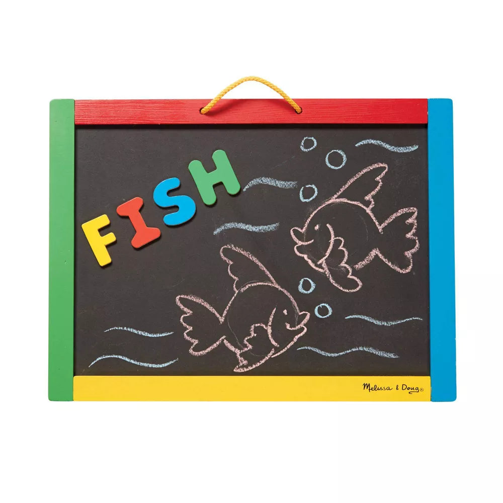 Magnetic Chalkboard & Dry-Erase Board With 36 Magnets, Chalk, Eraser, and Dry-Erase Pen