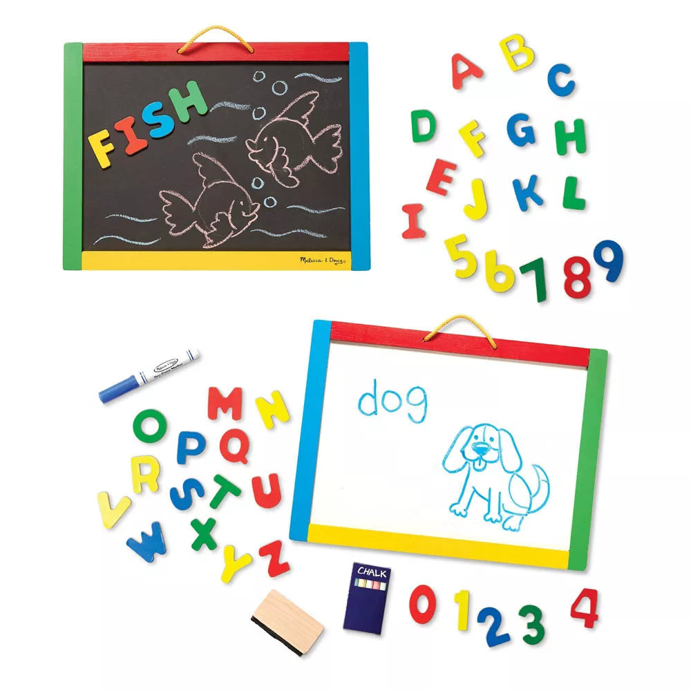 Magnetic Chalkboard & Dry-Erase Board With 36 Magnets, Chalk, Eraser, and Dry-Erase Pen