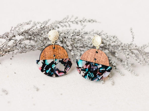 Watercolor Half Circle Earrings