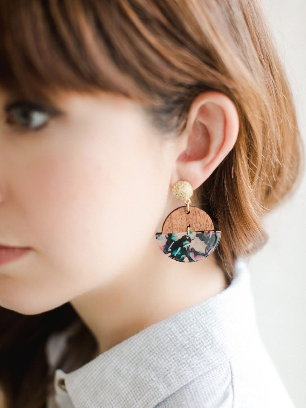 Watercolor Half Circle Earrings