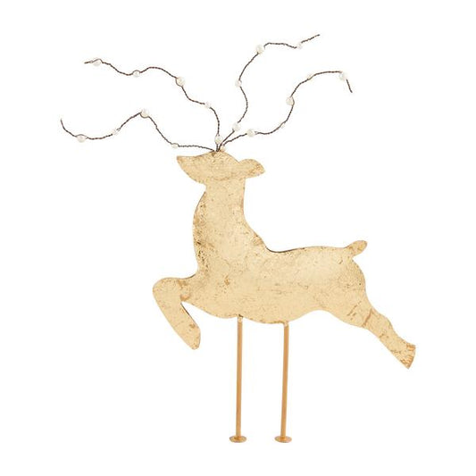 Large Gold Tin Deer Sitters