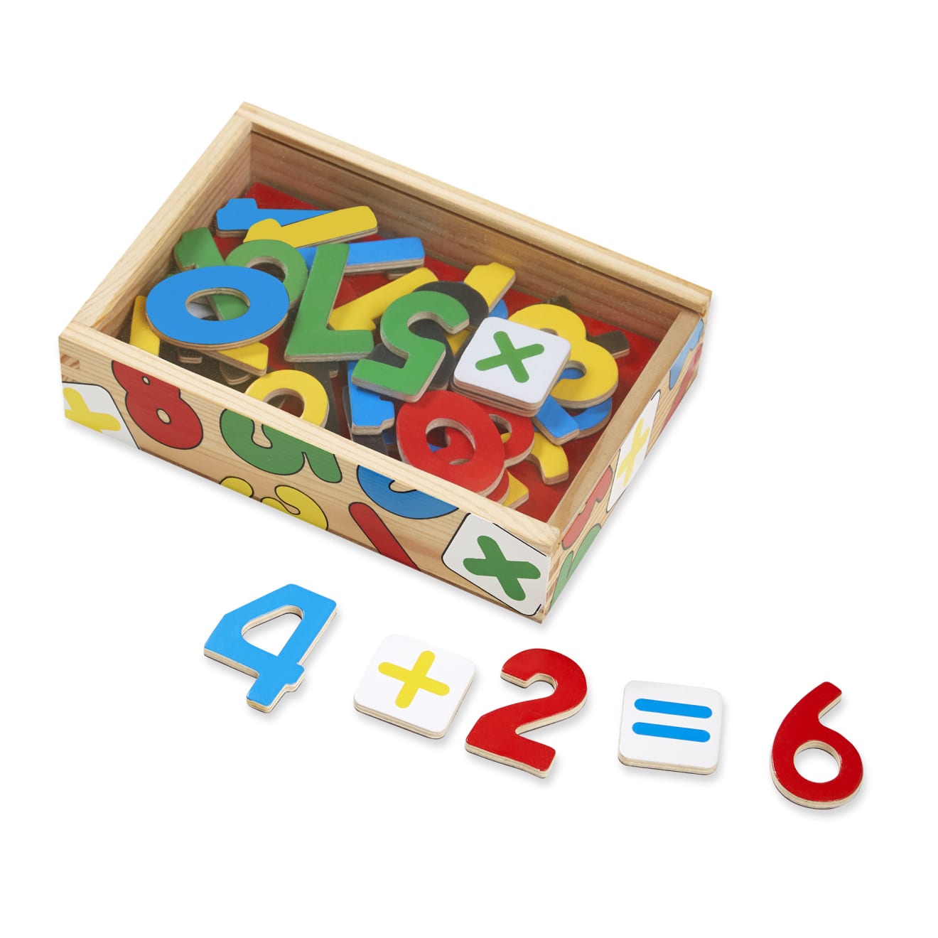 37 Wooden Number Magnets in a Box