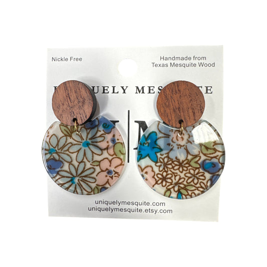Vintage Blue Floral Earrings