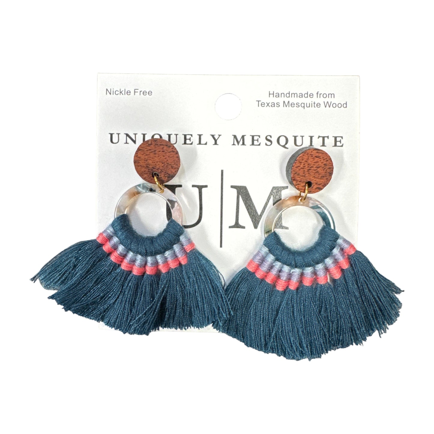 Navy Fanned Earrings