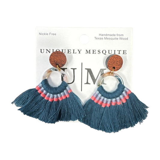 Navy Fanned Earrings