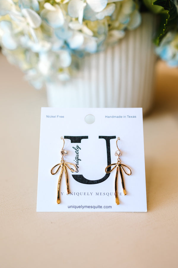 Tie a Bow on It-Gold Bow Earrings