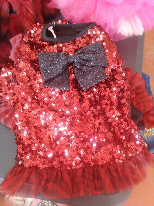 red sequin dress