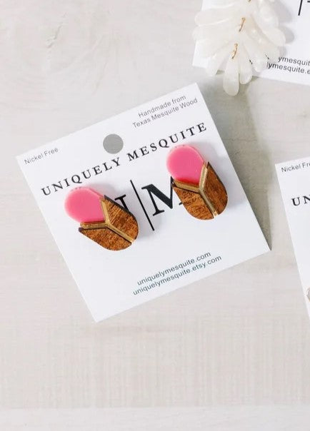 Pink Tulip Stud Earrings